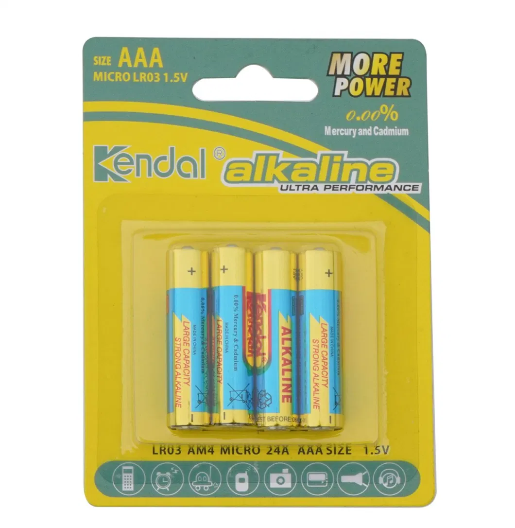 Free Mercury Cadmium Lead Primary Alkaline AAA Lr03 Am-4 Dry Cell Battery